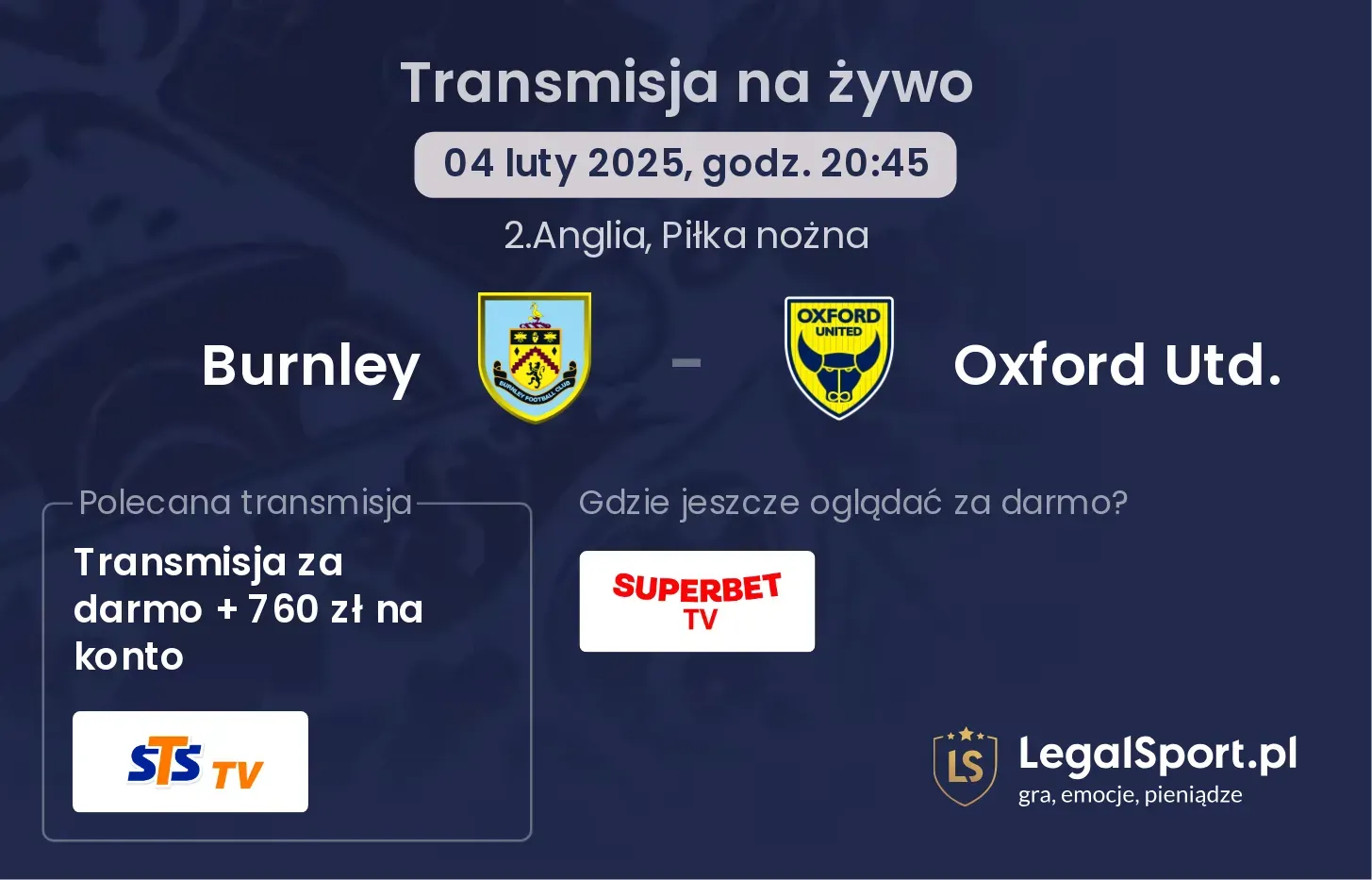 Burnley - Oxford Utd. transmisja na żywo