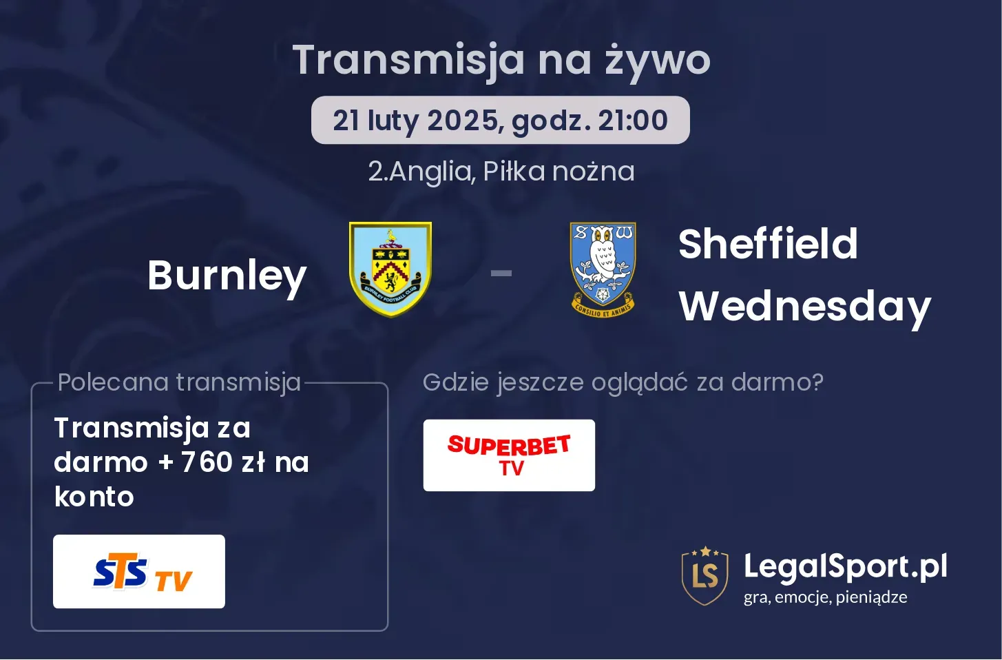 Burnley - Sheffield Wednesday transmisja na żywo