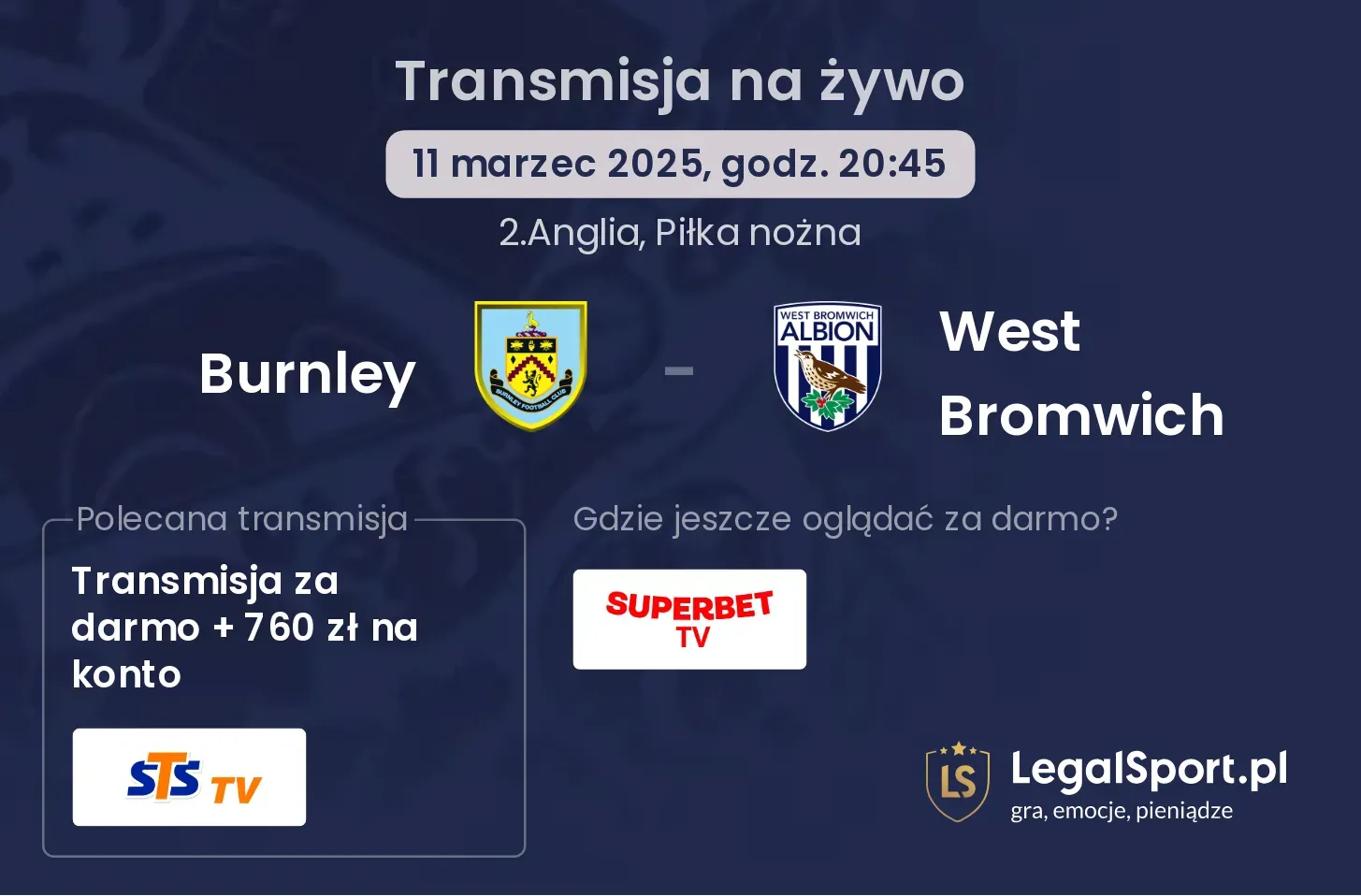 Burnley - West Bromwich transmisja na żywo