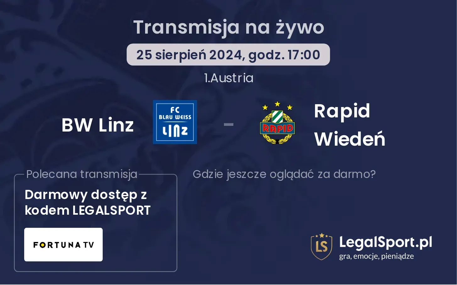 BW Linz - Rapid Wiedeń transmisja na żywo