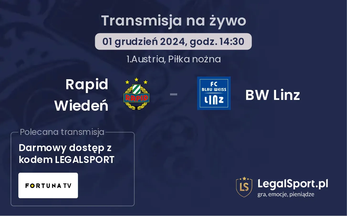 Rapid Wiedeń - BW Linz gdzie oglądać transmisję?