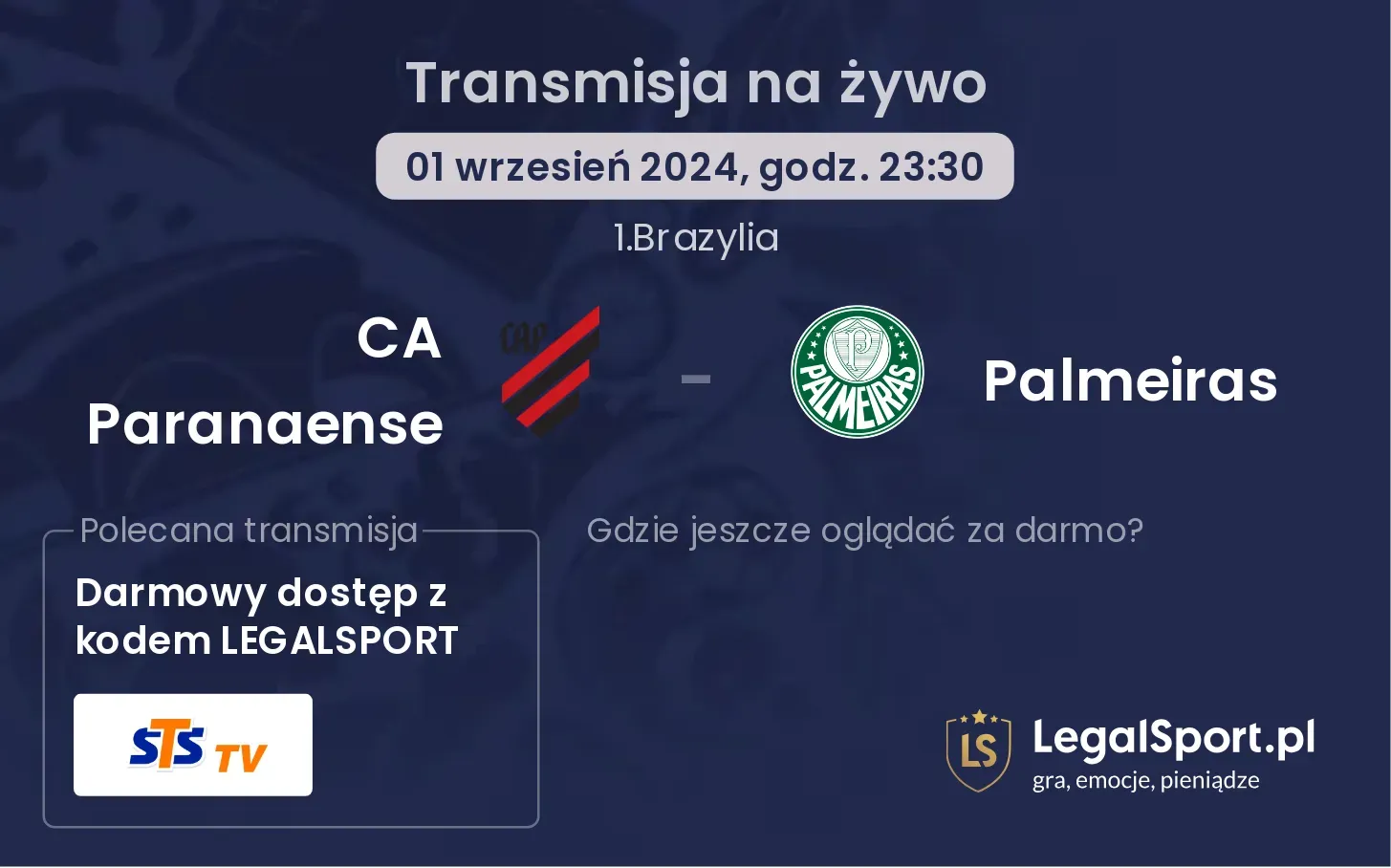 CA Paranaense - Palmeiras gdzie oglądać? 01.09, godz. 23:30