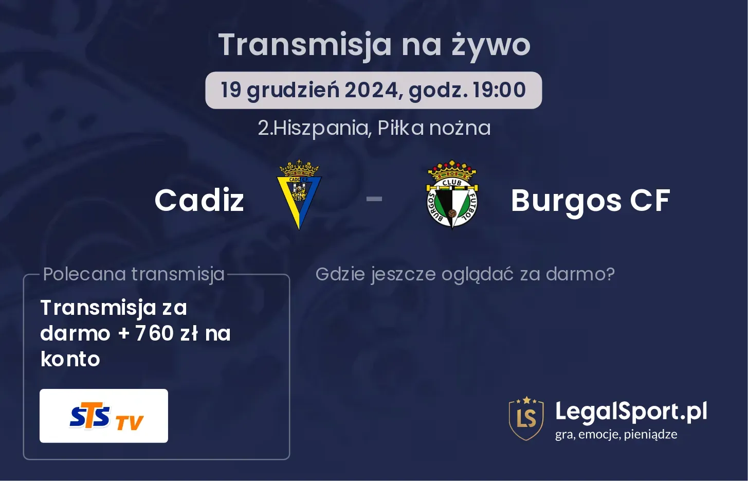 Cadiz - Burgos CF transmisja na żywo