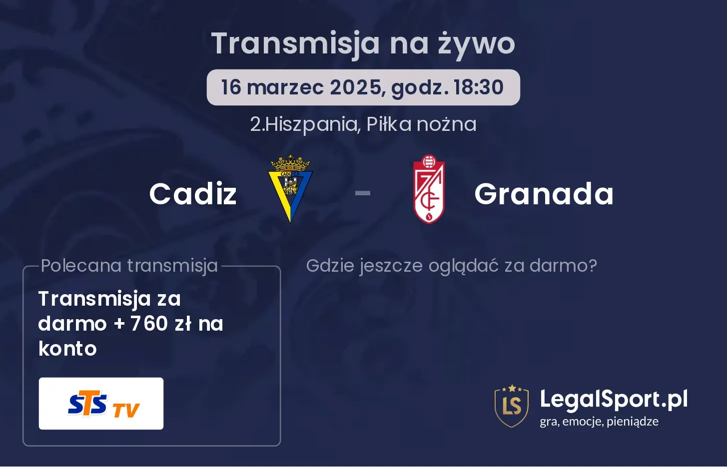 Cadiz - Granada transmisja na żywo