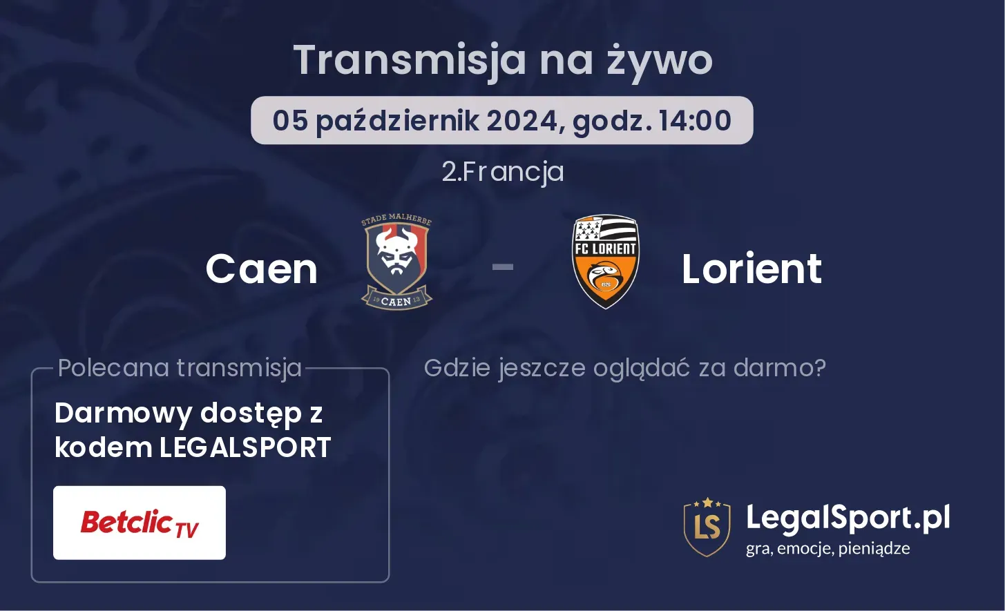 Caen - Lorient transmisja na żywo