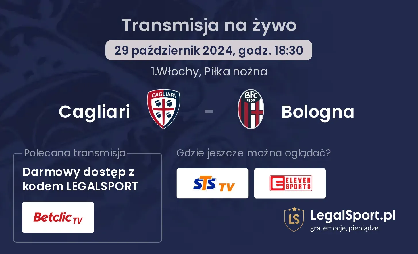 Cagliari - Bologna transmisja na żywo