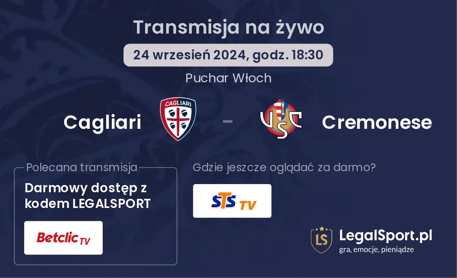 Cagliari - Cremonese transmisja na żywo