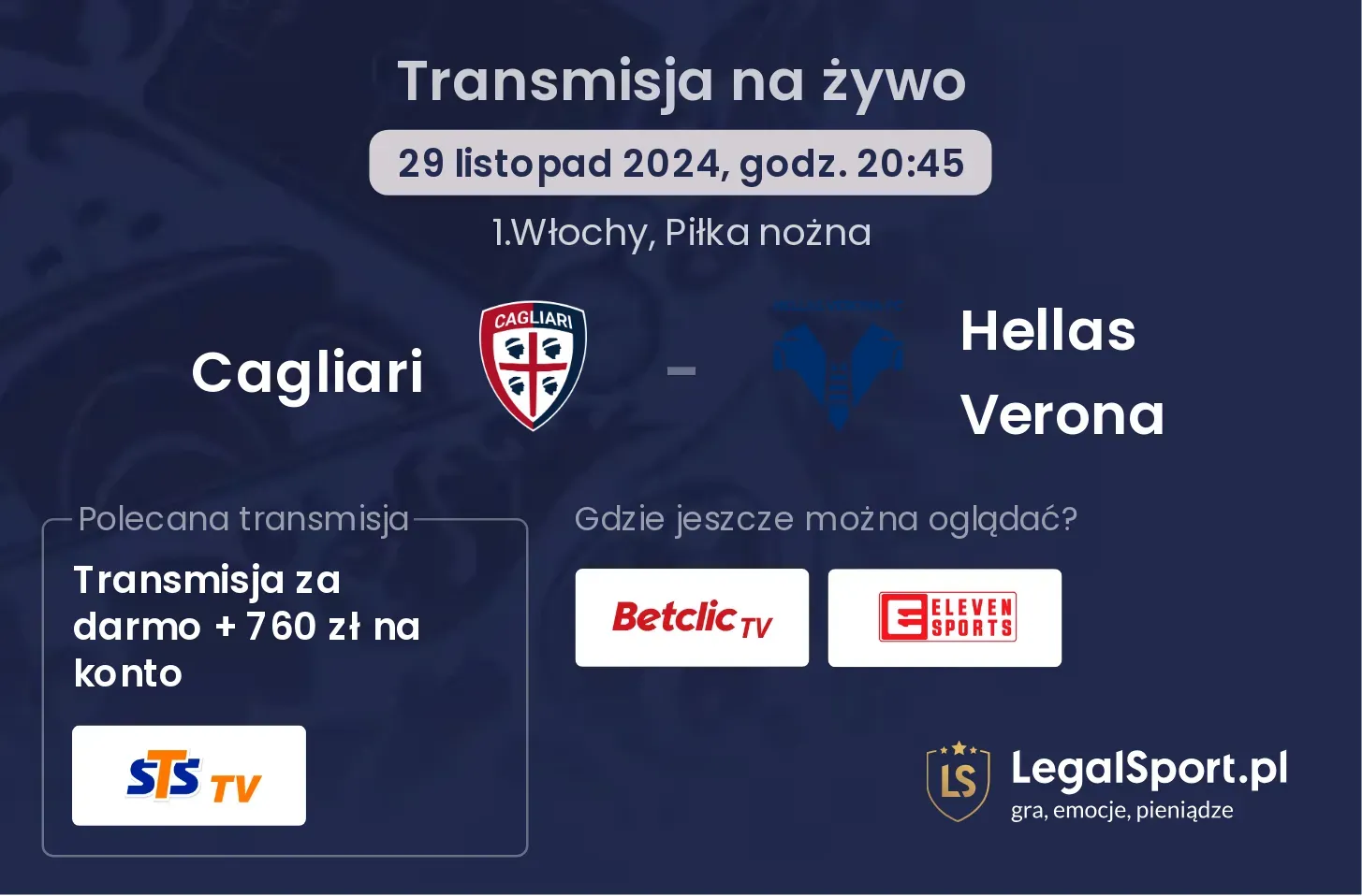 Cagliari - Hellas Verona transmisja na żywo