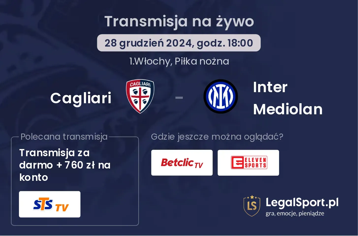 Cagliari - Inter Mediolan transmisja na żywo