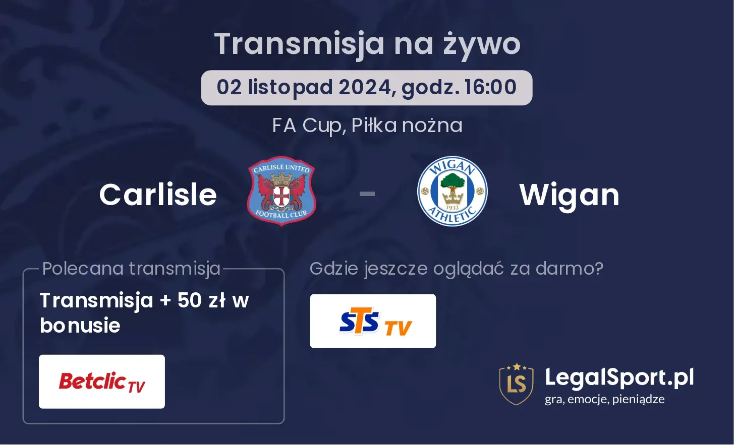 Carlisle - Wigan transmisja na żywo