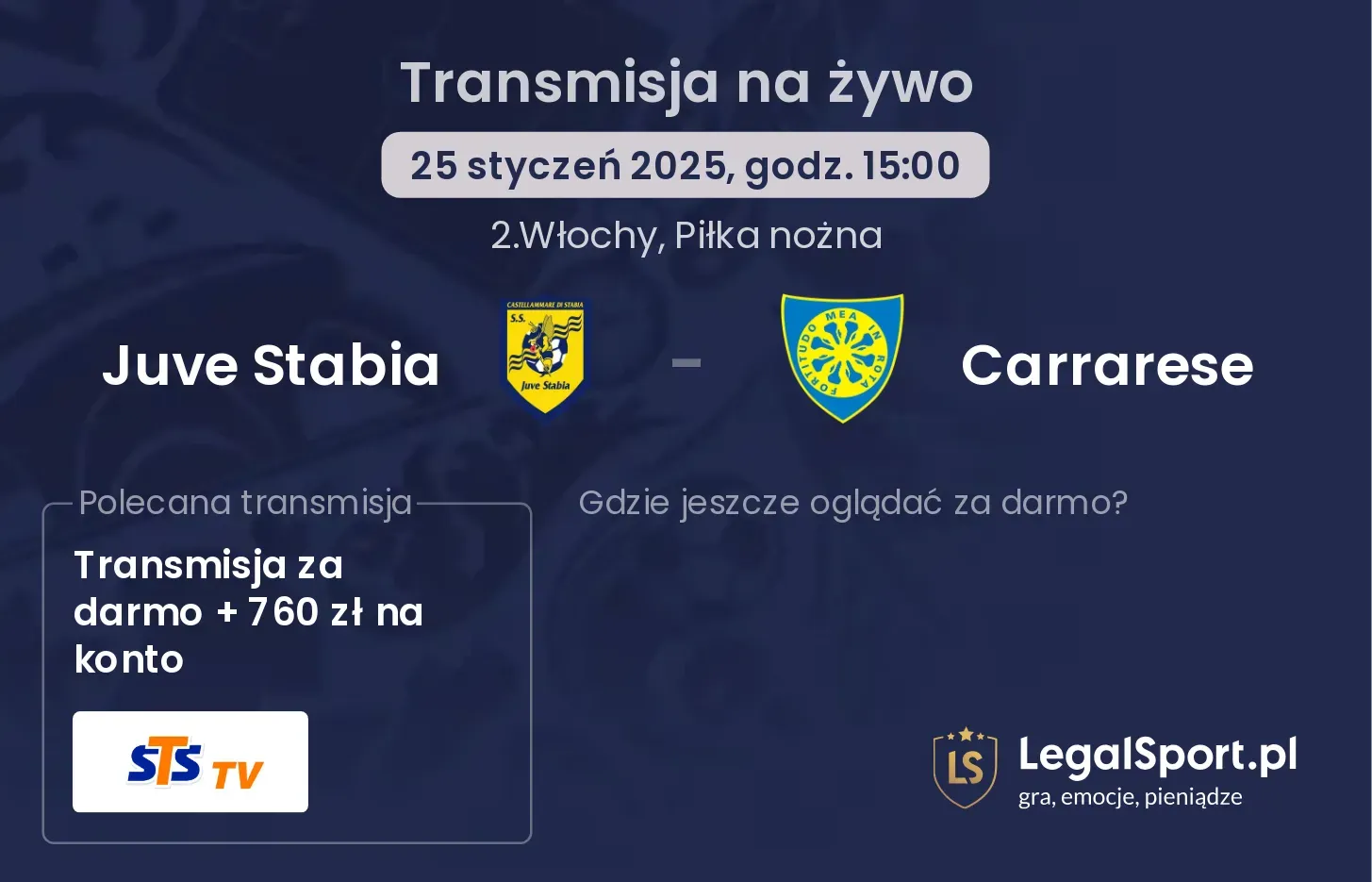 Juve Stabia - Carrarese gdzie oglądać?