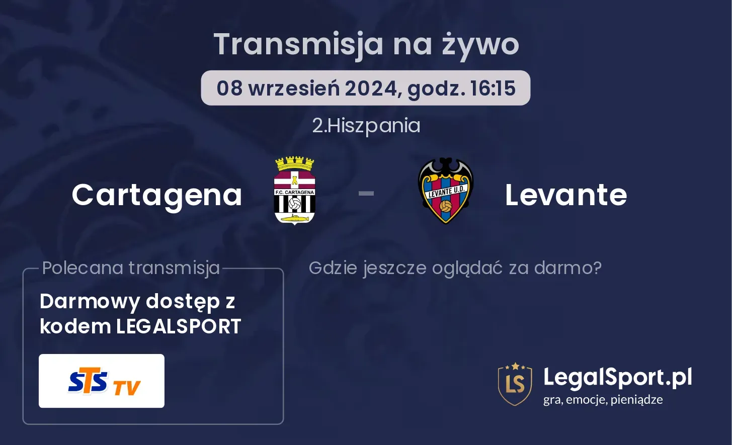 Cartagena - Levante gdzie oglądać? 08.09, godz. 16:15