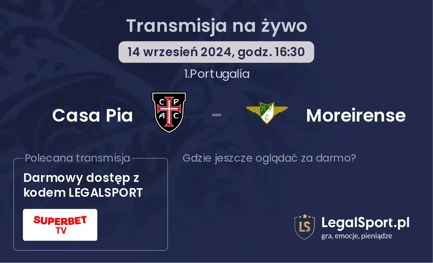 Casa Pia - Moreirense transmisja na żywo