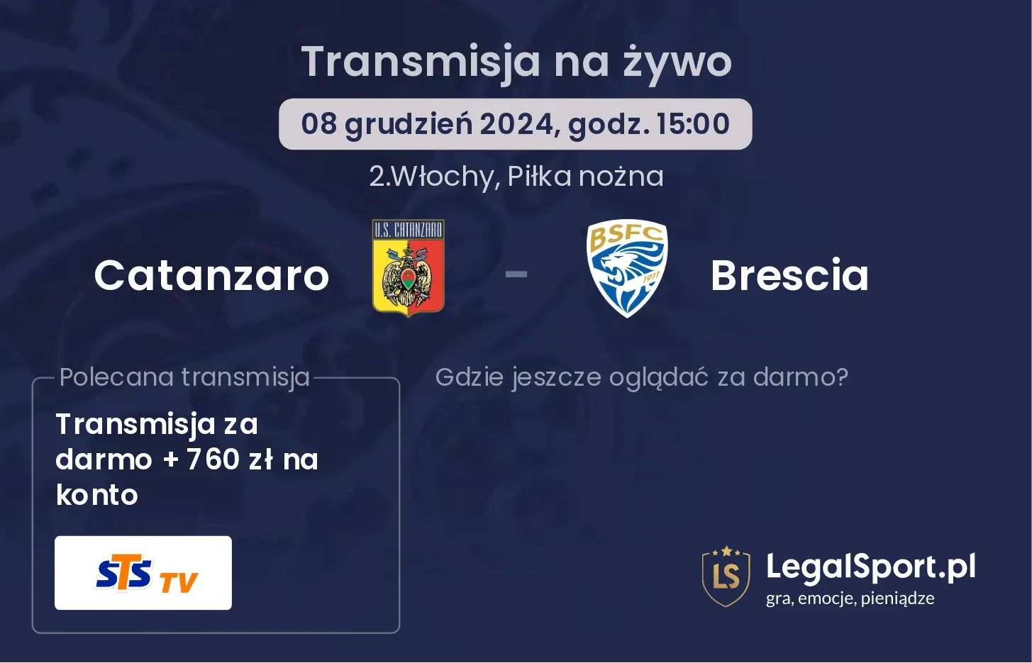 Catanzaro - Brescia transmisja na żywo