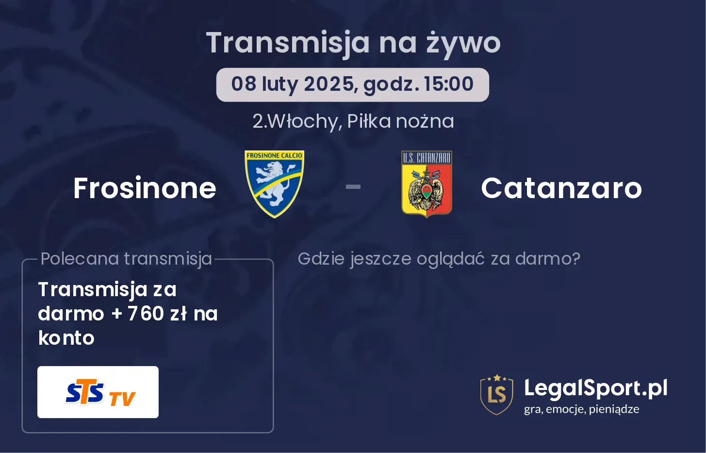 Catanzaro - Frosinone gdzie oglądać? 03.11, godz. 15:00