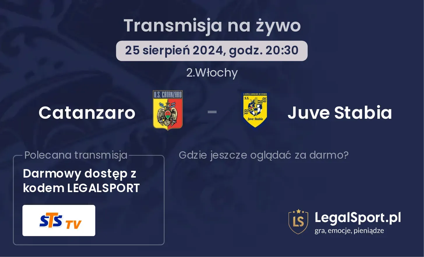 Catanzaro - Juve Stabia gdzie oglądać? 25.08, godz. 20:30