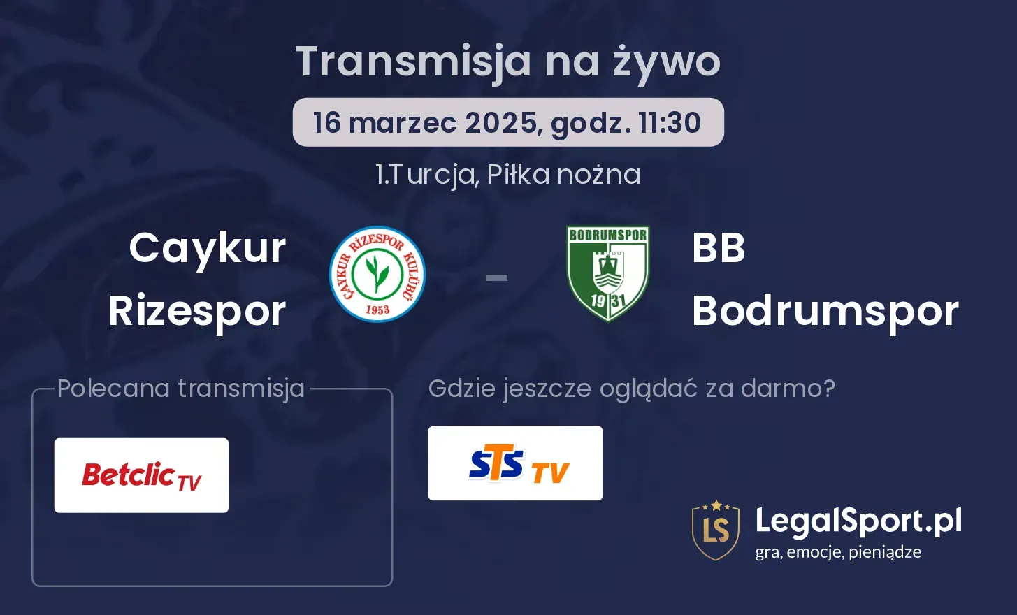 Caykur Rizespor - BB Bodrumspor transmisja na żywo