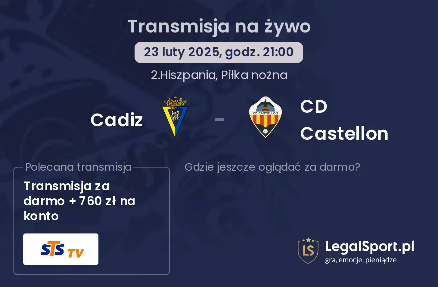 Cadiz - CD Castellon gdzie oglądać?