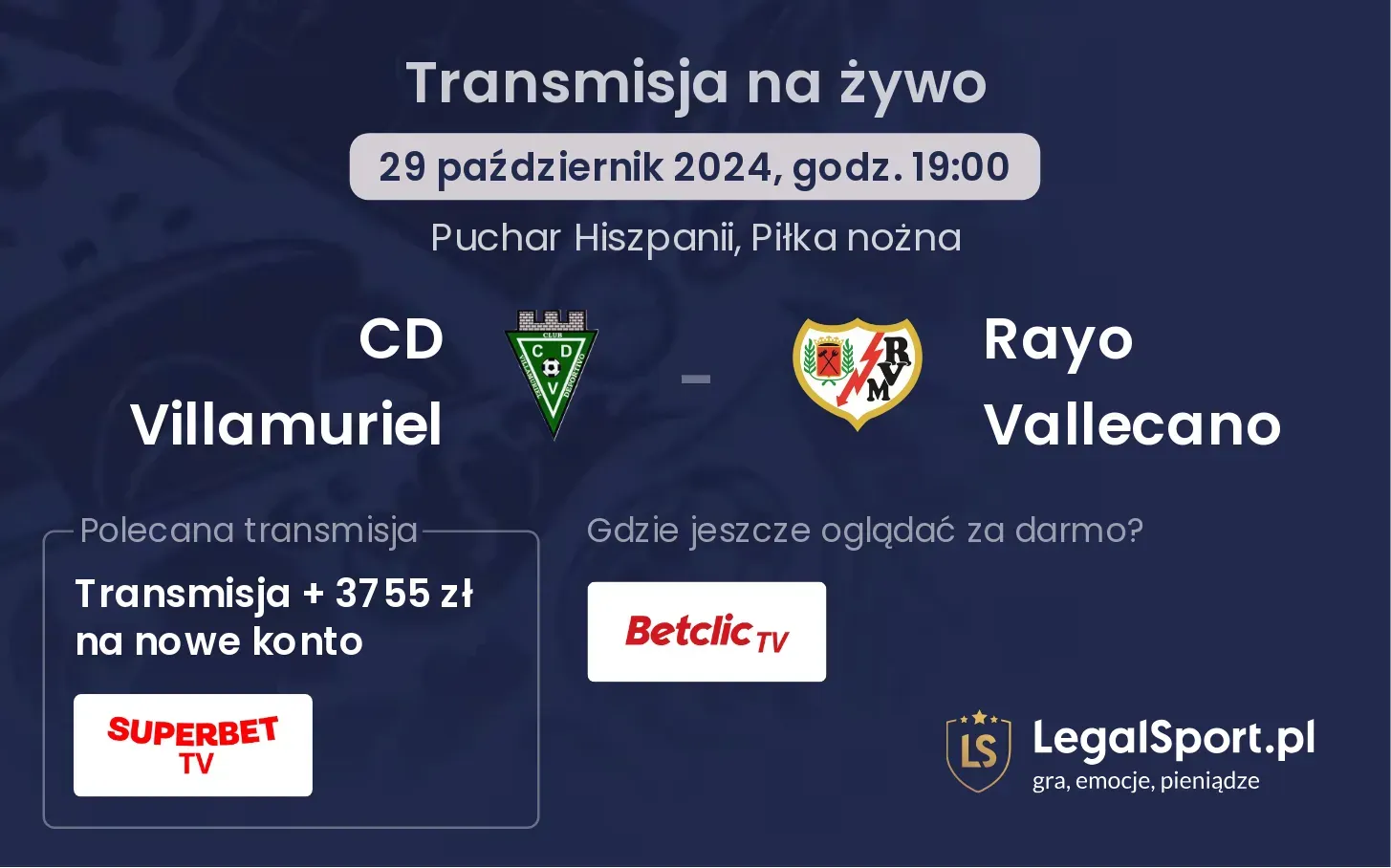 CD Villamuriel - Rayo Vallecano transmisja na żywo