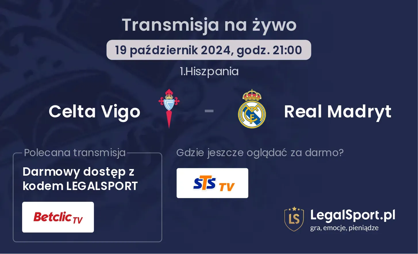 Celta Vigo - Real Madryt transmisja na żywo