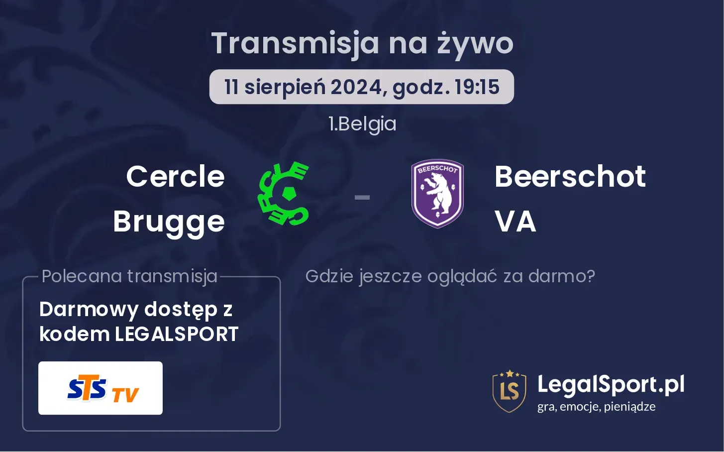 Cercle Brugge - Beerschot VA transmisja na żywo