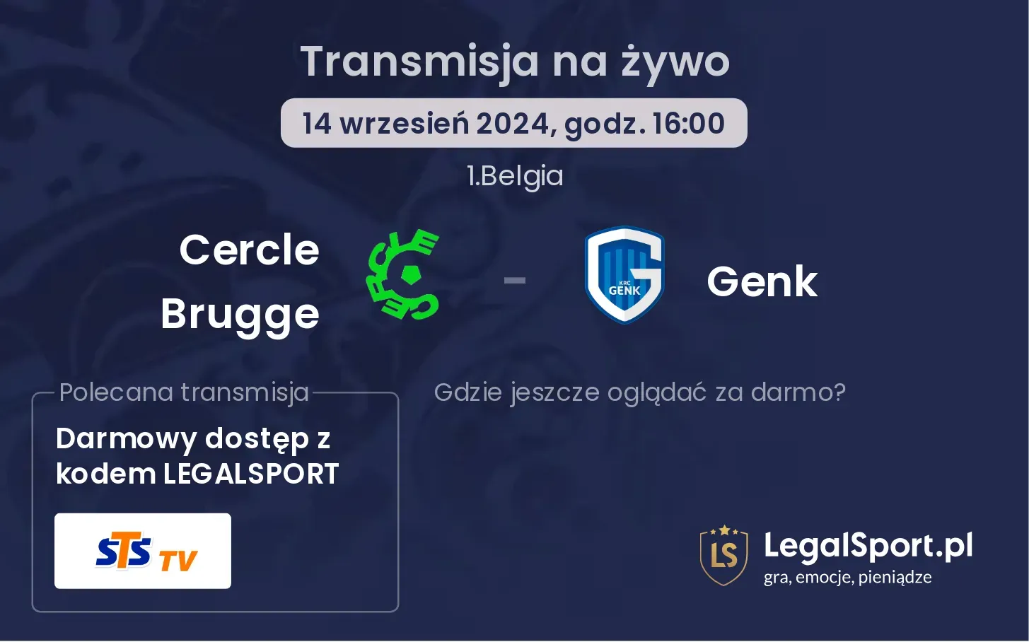 Cercle Brugge - Genk transmisja na żywo