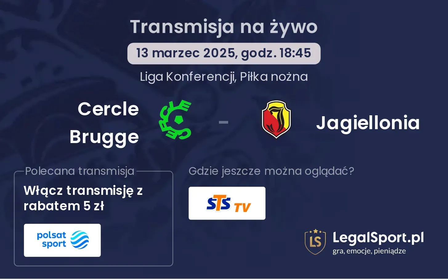 Cercle Brugge - Jagiellonia gdzie oglądać?