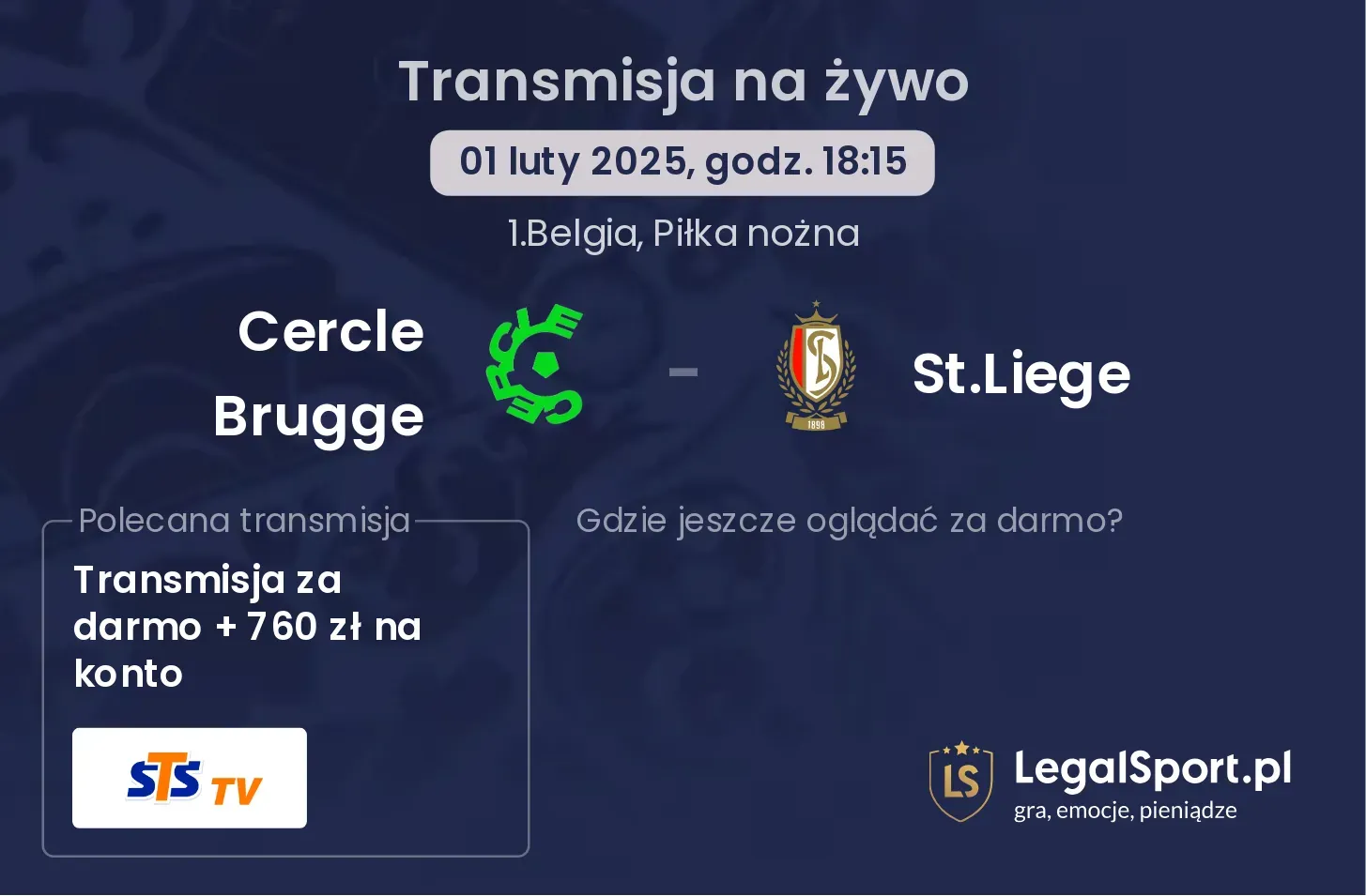 Cercle Brugge - St.Liege transmisja na żywo