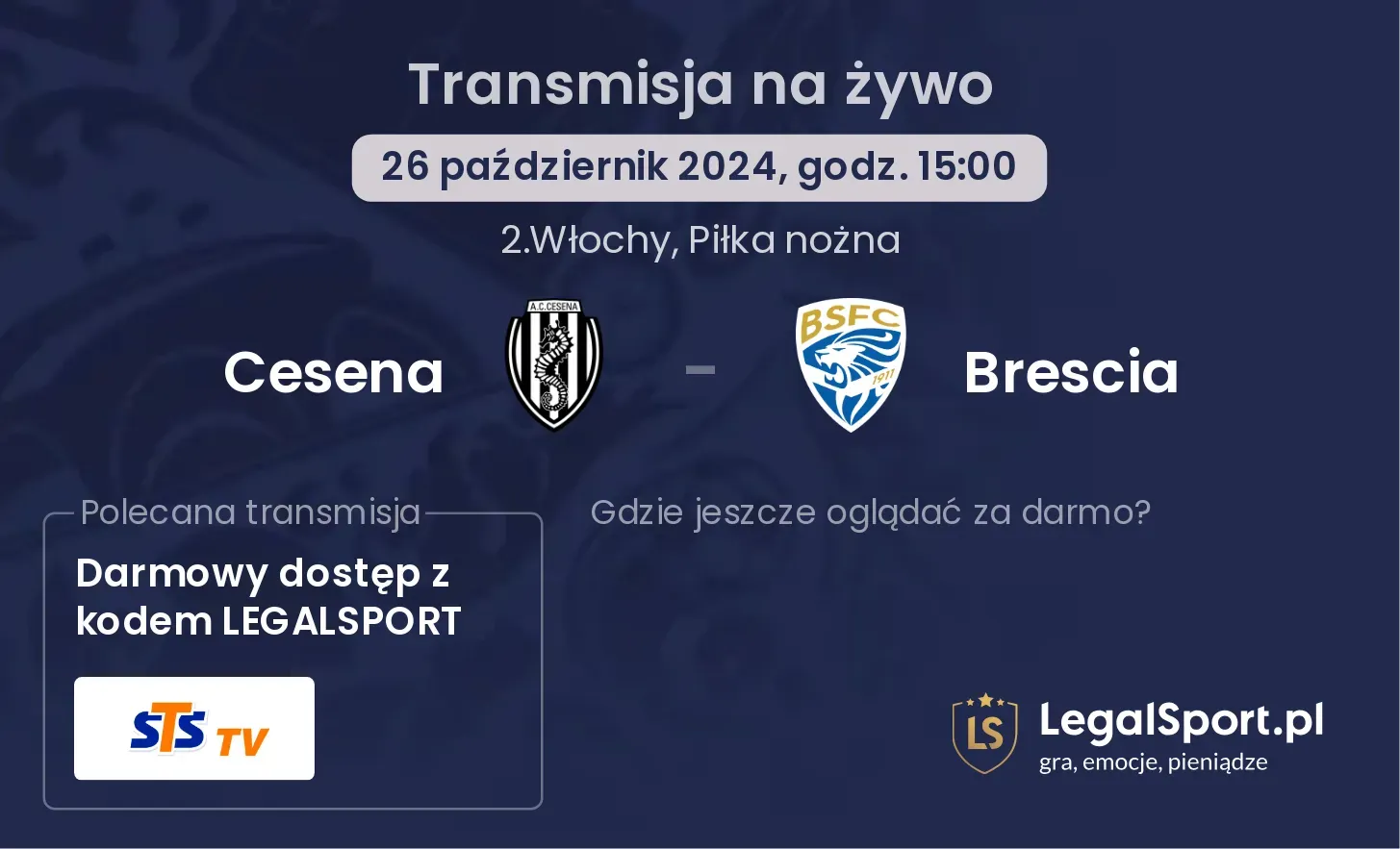 Cesena - Brescia transmisja na żywo