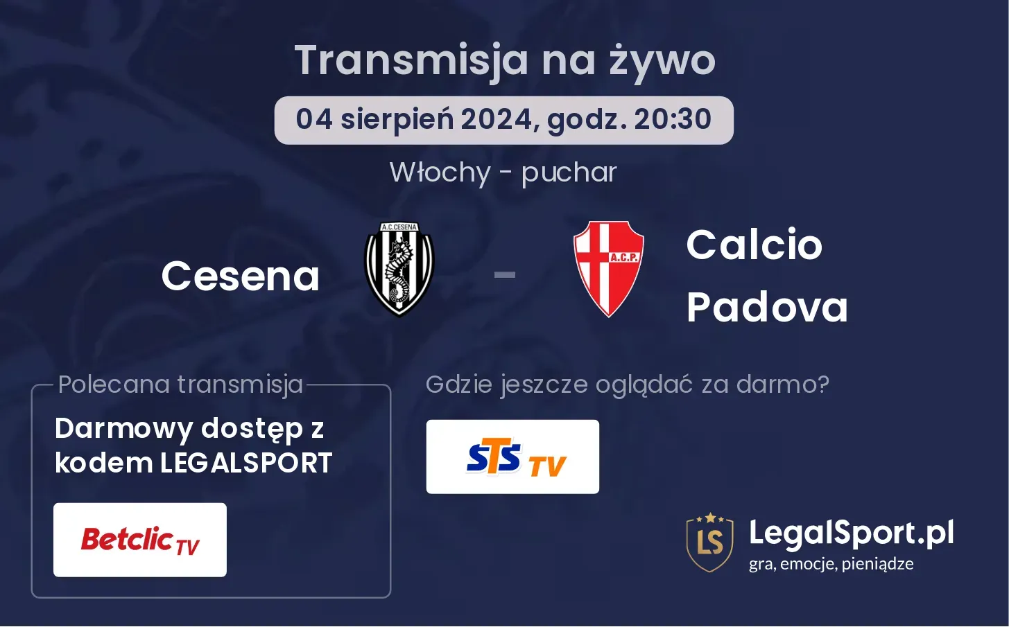 Cesena - Calcio Padova transmisja na żywo