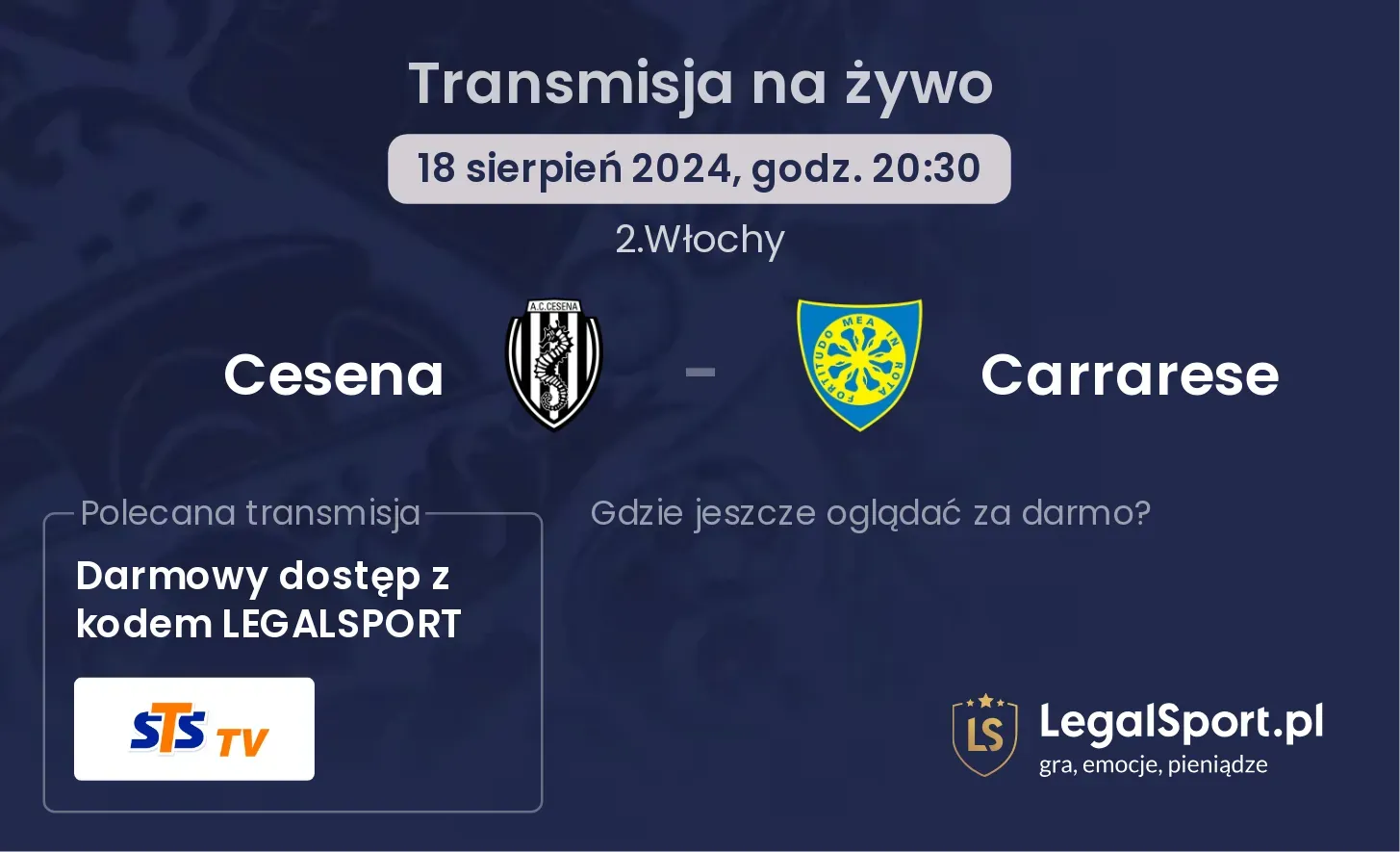 Cesena - Carrarese transmisja na żywo