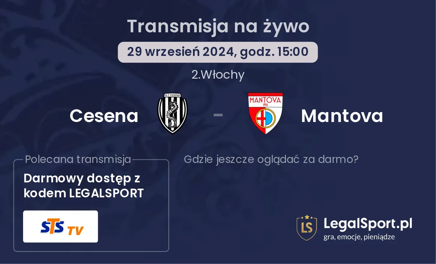 Cesena - Mantova transmisja na żywo