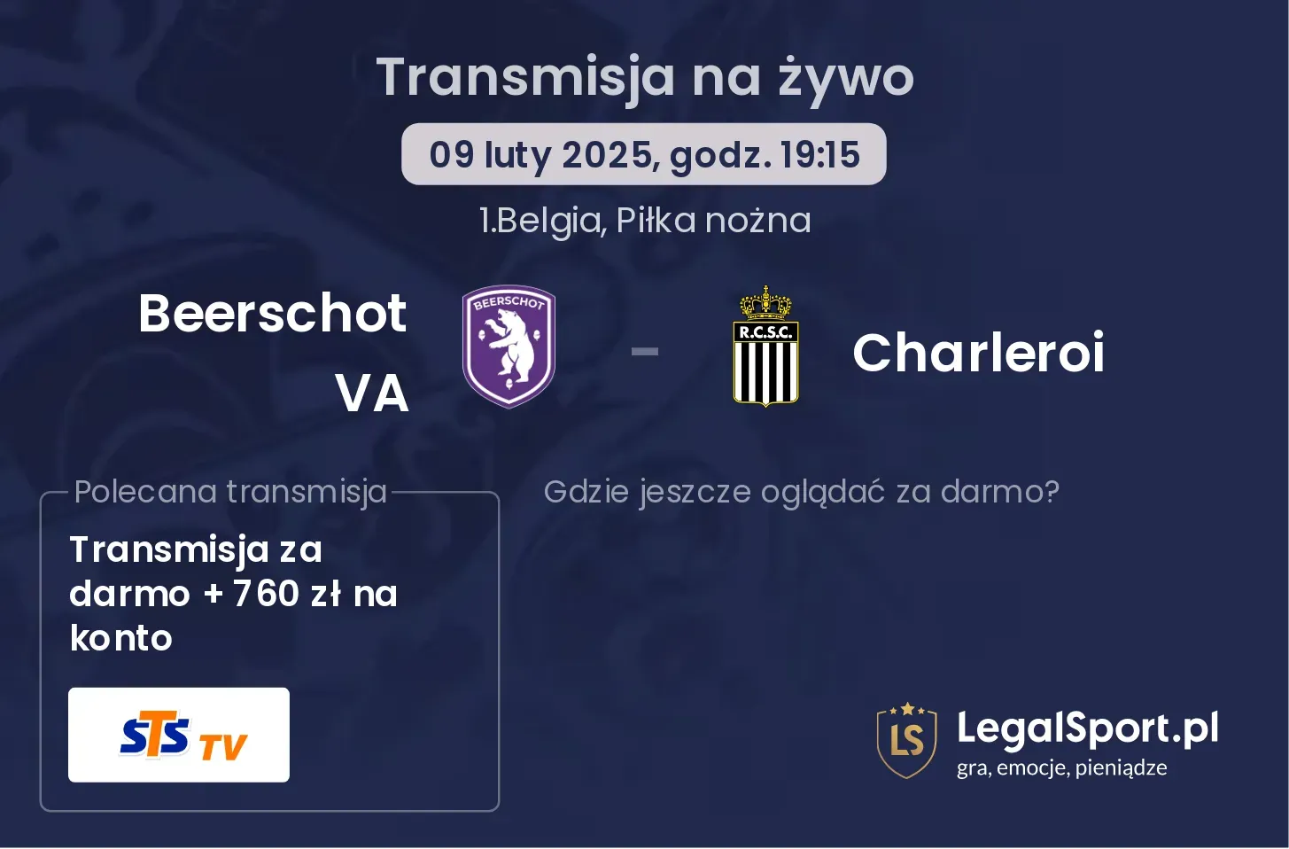 Charleroi - Beerschot VA gdzie oglądać? 15.09, godz. 18:30