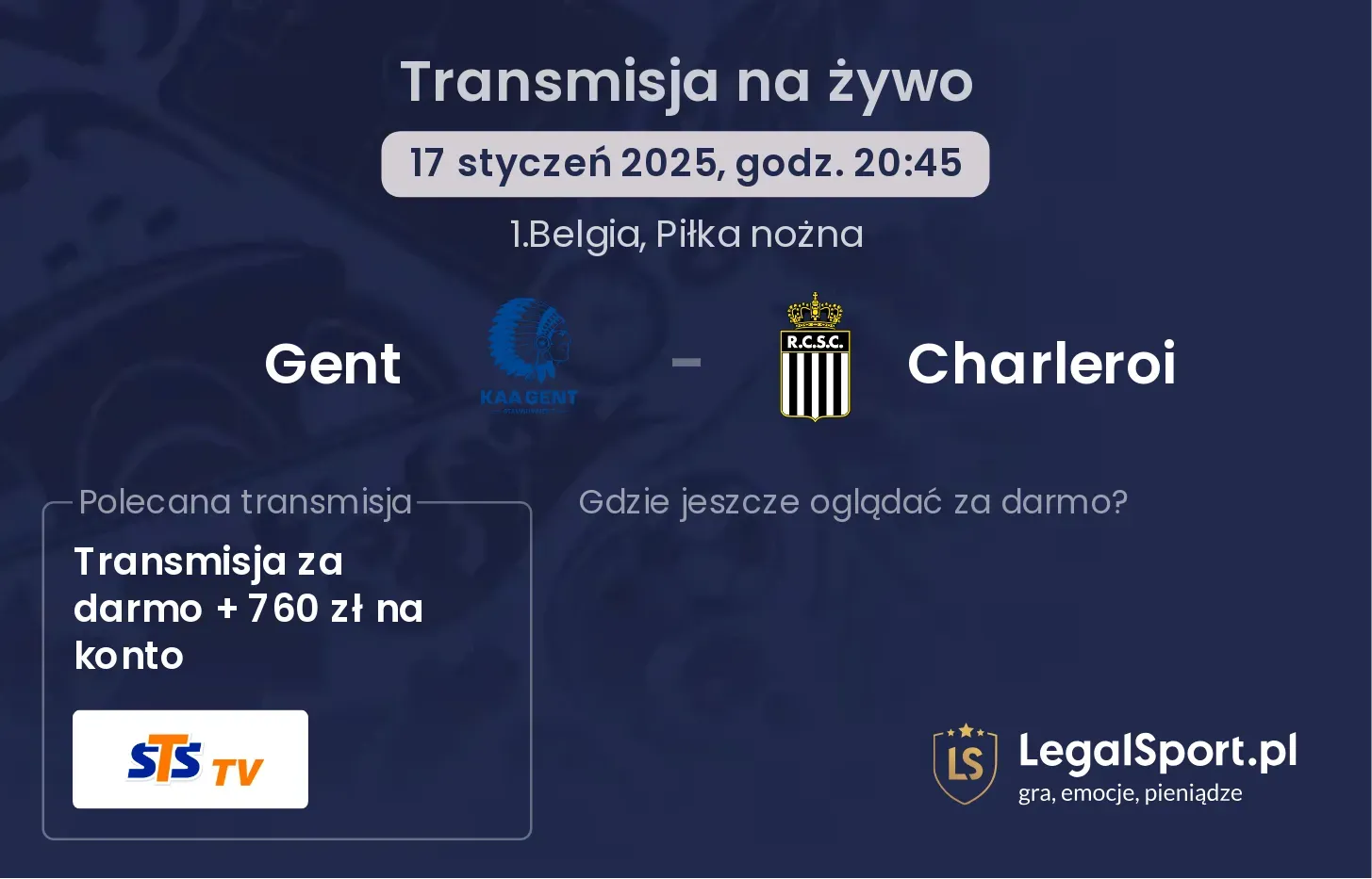 Gent - Charleroi gdzie oglądać?