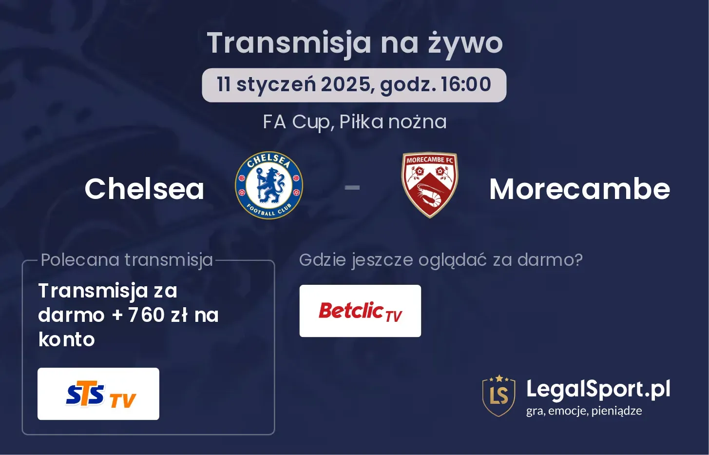 Chelsea - Morecambe transmisja na żywo