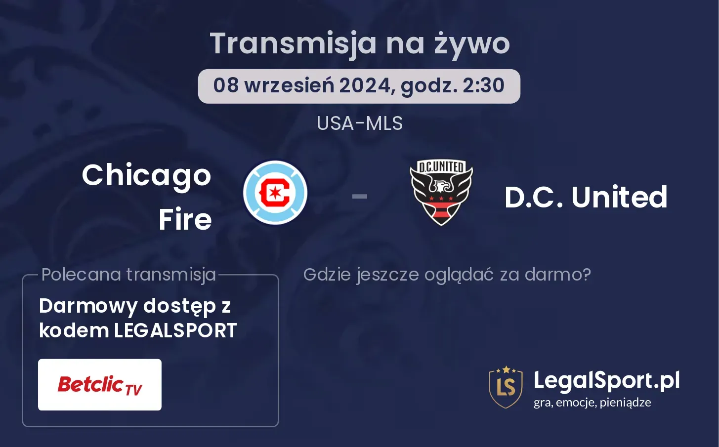 Chicago Fire - D.C. United transmisja na żywo