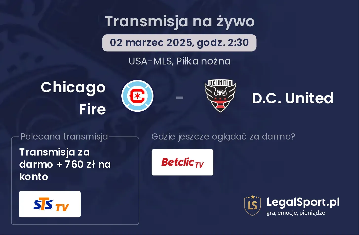 Chicago Fire - D.C. United gdzie oglądać?