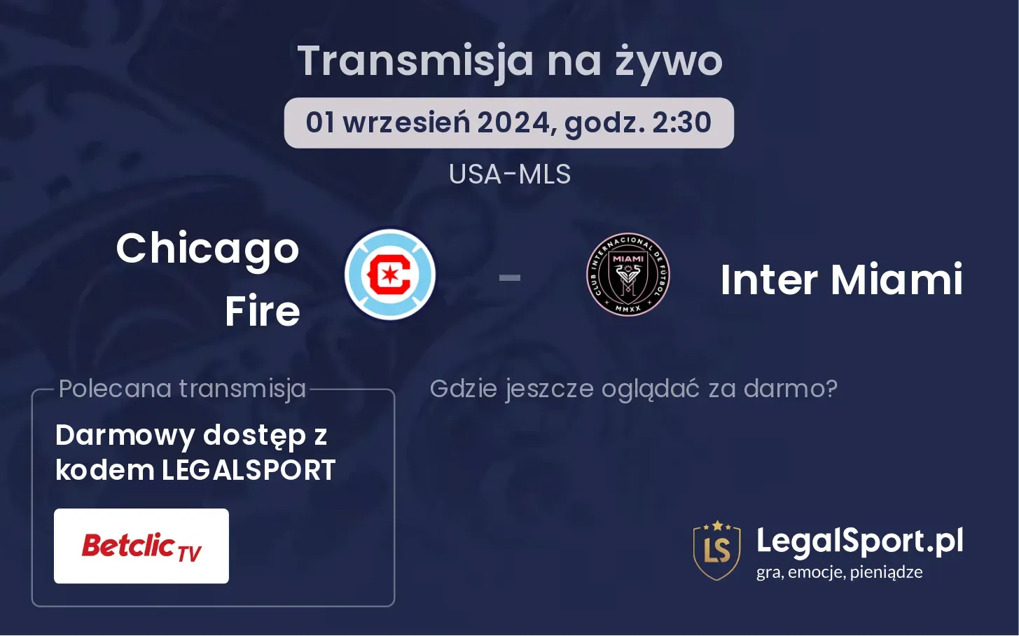 Chicago Fire - Inter Miami transmisja na żywo