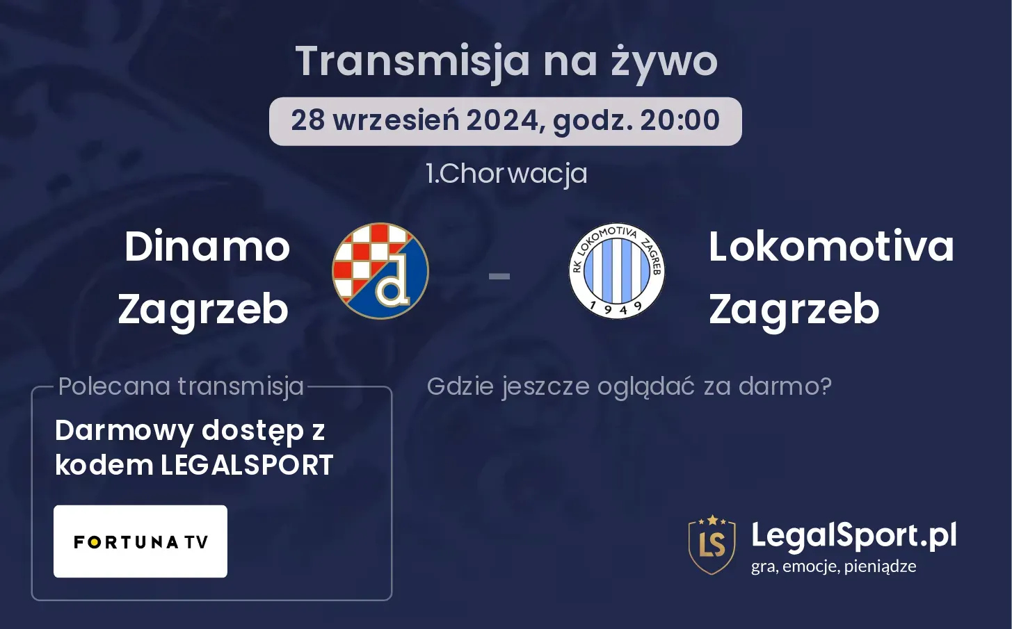 Dinamo Zagrzeb - Lokomotiva Zagrzeb transmisja na żywo