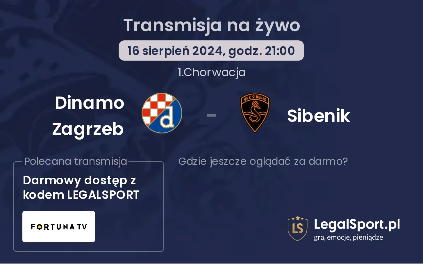 Dinamo Zagrzeb - Sibenik transmisja na żywo