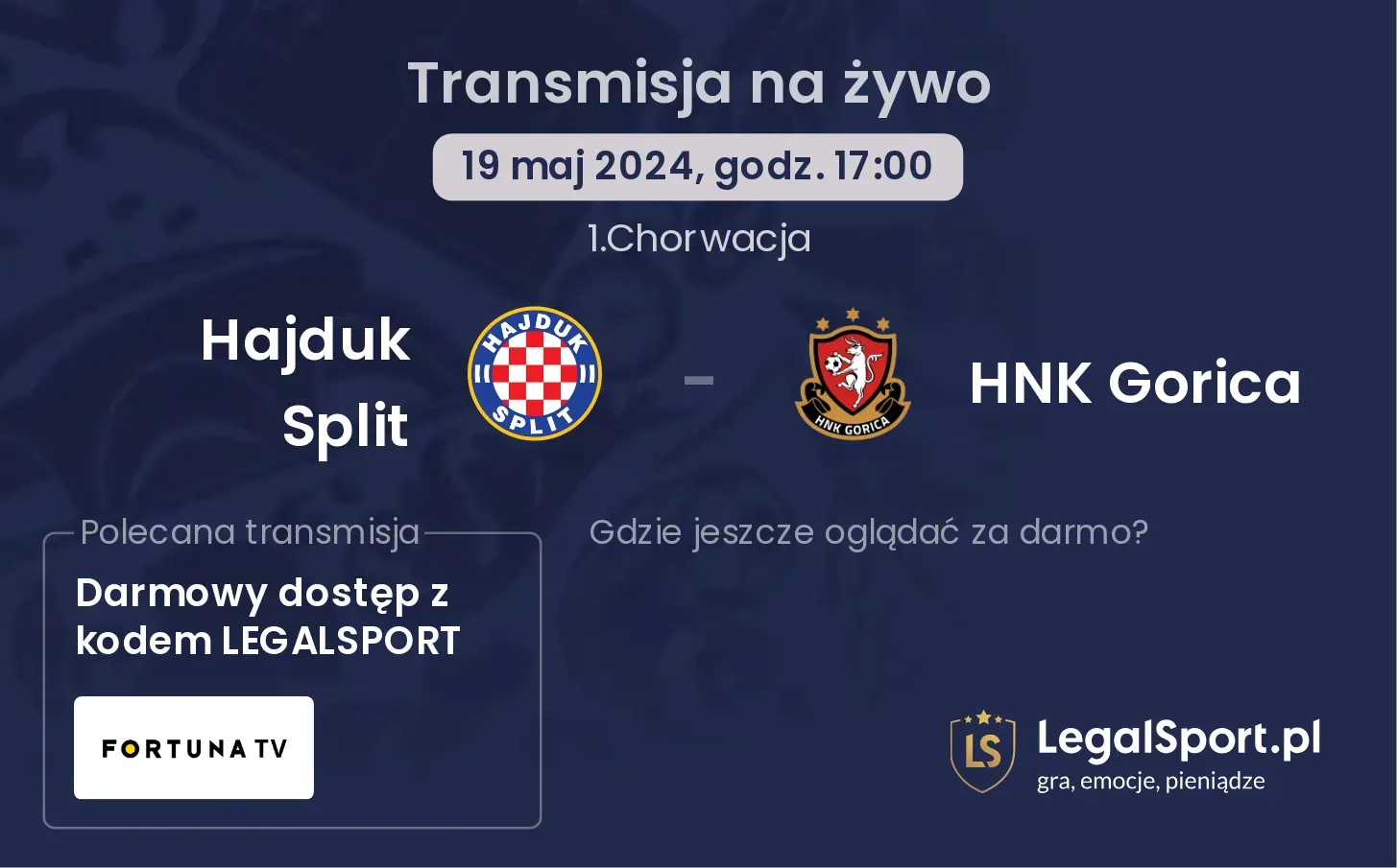 Hajduk Split - HNK Gorica transmisja na żywo