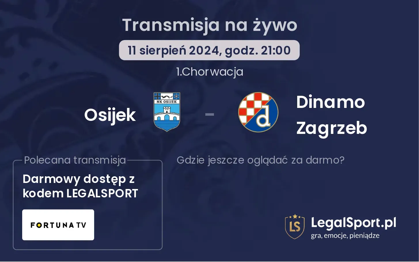 Osijek - Dinamo Zagrzeb transmisja na żywo