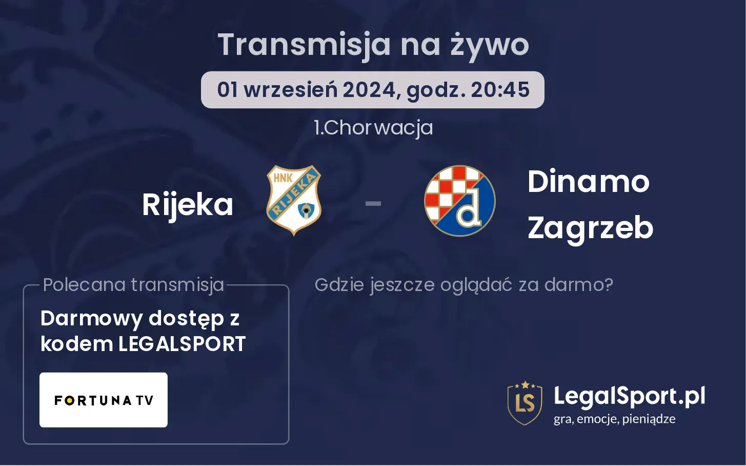 Rijeka - Dinamo Zagrzeb transmisja na żywo