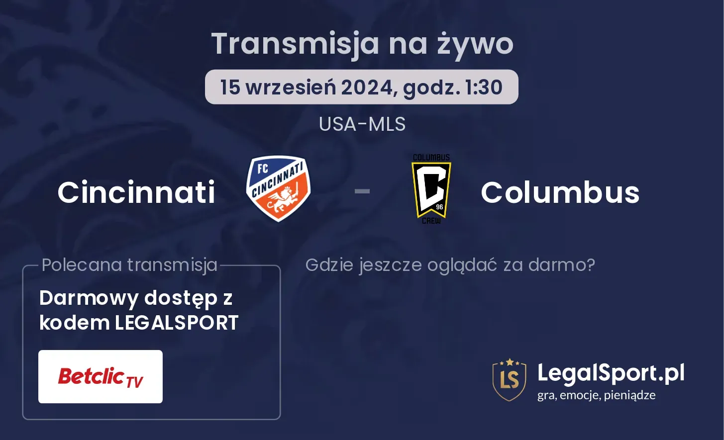 Cincinnati - Columbus gdzie oglądać? 15.09, godz. 01:30