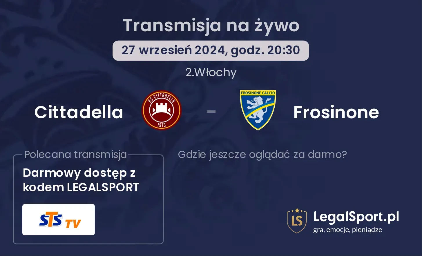 Cittadella - Frosinone transmisja na żywo