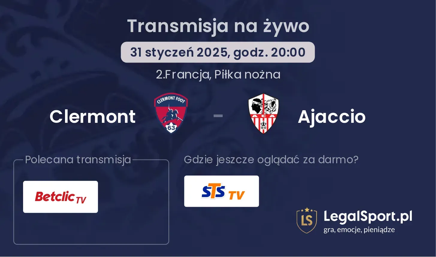 Clermont - Ajaccio transmisja na żywo