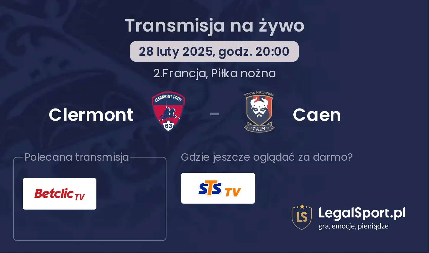 Clermont - Caen transmisja na żywo