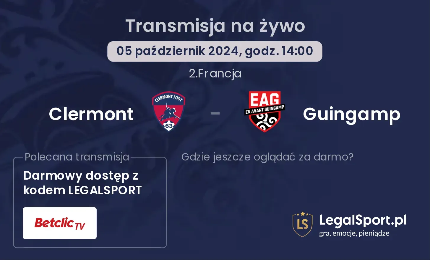 Clermont - Guingamp transmisja na żywo