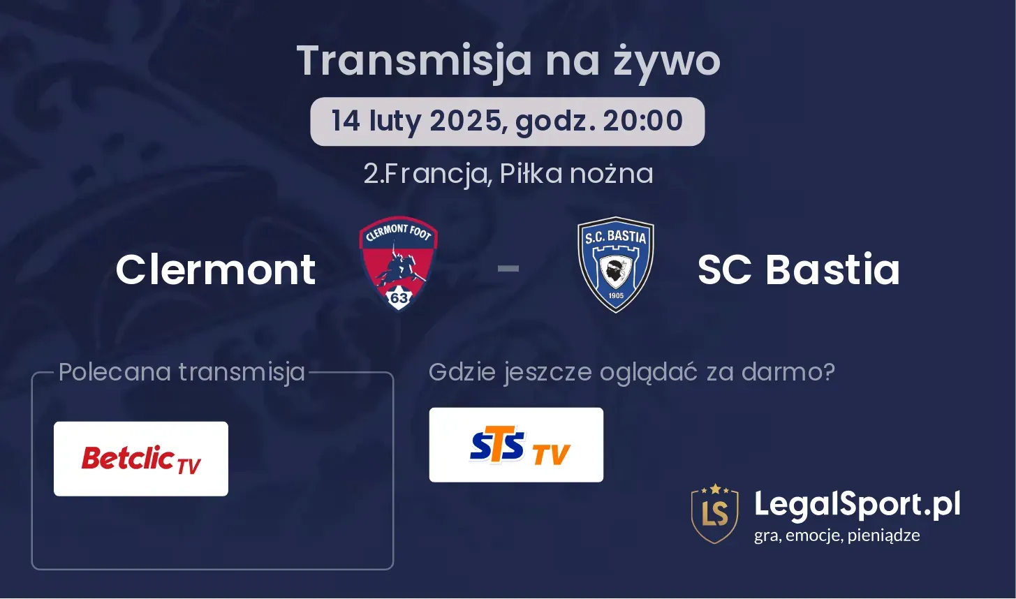 Clermont - SC Bastia transmisja na żywo