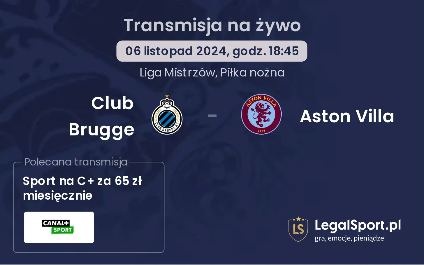 Club Brugge - Aston Villa transmisja na żywo